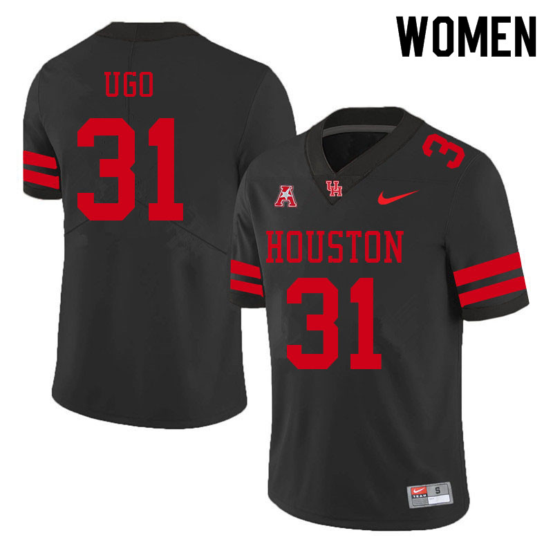 Women #31 Justice Ugo Houston Cougars College Football Jerseys Sale-Black - Click Image to Close